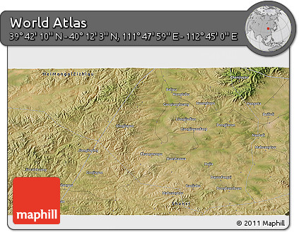 Satellite 3D Map of the Area around 39° 57' 6" N, 112° 16' 30" E