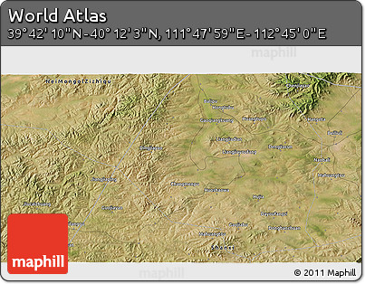Satellite 3D Map of the Area around 39° 57' 6" N, 112° 16' 30" E