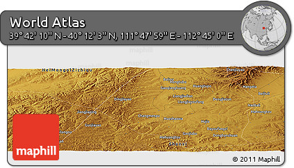 Physical Panoramic Map of the Area around 39° 57' 6" N, 112° 16' 30" E