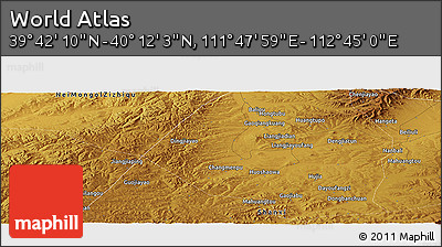 Physical Panoramic Map of the Area around 39° 57' 6" N, 112° 16' 30" E