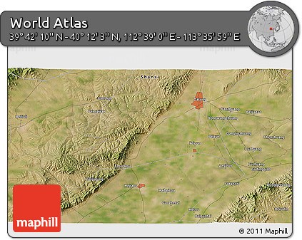Satellite 3D Map of the Area around 39° 57' 6" N, 113° 7' 30" E