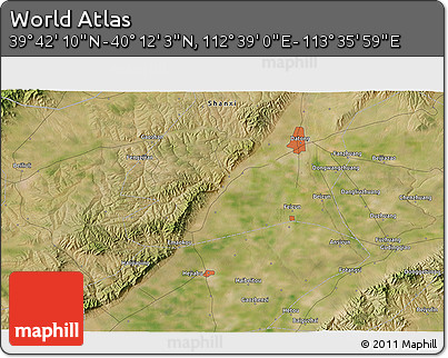 Satellite 3D Map of the Area around 39° 57' 6" N, 113° 7' 30" E