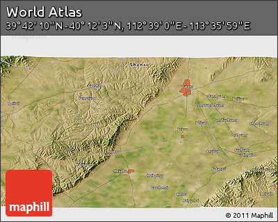 Satellite 3D Map of the Area around 39° 57' 6" N, 113° 7' 30" E