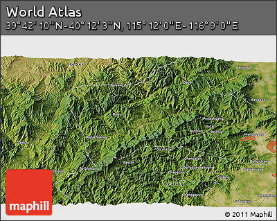Satellite 3D Map of the Area around 39° 57' 6" N, 115° 40' 30" E