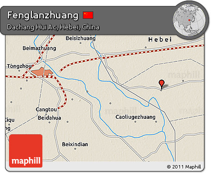 Shaded Relief 3D Map of Fenglanzhuang