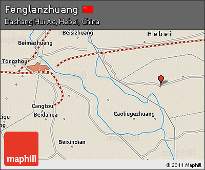 Shaded Relief 3D Map of Fenglanzhuang