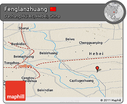 Shaded Relief Panoramic Map of Fenglanzhuang