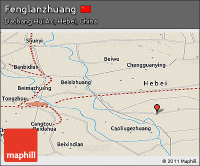 Shaded Relief Panoramic Map of Fenglanzhuang