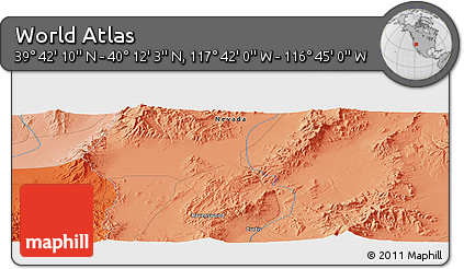 Political Panoramic Map of the Area around 39° 57' 6" N, 117° 13' 29" W