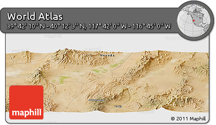 Satellite Panoramic Map of the Area around 39° 57' 6" N, 117° 13' 29" W