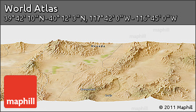 Satellite Panoramic Map of the Area around 39° 57' 6" N, 117° 13' 29" W