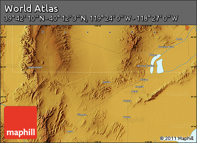 Physical Map of the Area around 39° 57' 6" N, 118° 55' 30" W