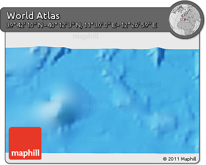 Physical 3D Map of the Area around 39° 57' 6" N, 11° 58' 29" E