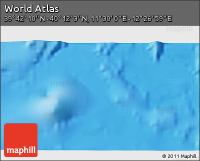 Physical 3D Map of the Area around 39° 57' 6" N, 11° 58' 29" E