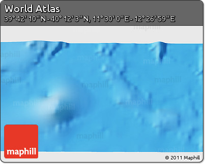 Physical 3D Map of the Area around 39° 57' 6" N, 11° 58' 29" E