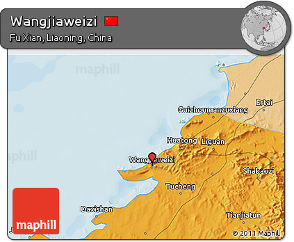 Political 3D Map of Wangjiaweizi
