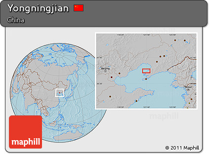Gray Location Map of Yongningjian, hill shading