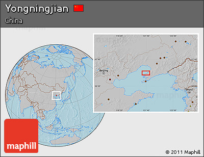 Gray Location Map of Yongningjian, hill shading