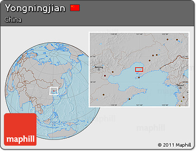 Gray Location Map of Yongningjian, hill shading