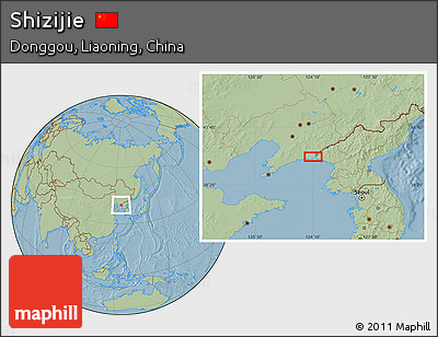 Savanna Style Location Map of Shizijie, hill shading