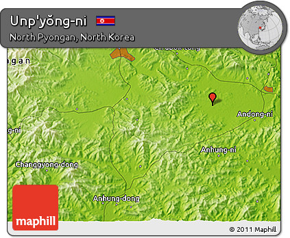 Physical 3D Map of Unp'yŏng-ni