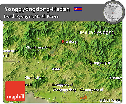 Satellite 3D Map of Yonggyŏngdong-Hadan
