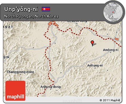 Shaded Relief 3D Map of Unp'yŏng-ni