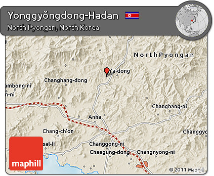 Shaded Relief 3D Map of Yonggyŏngdong-Hadan