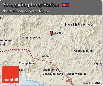 Shaded Relief 3D Map of Yonggyŏngdong-Hadan