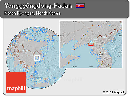 Gray Location Map of Yonggyŏngdong-Hadan, hill shading
