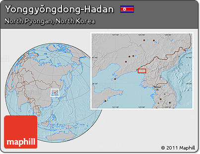 Gray Location Map of Yonggyŏngdong-Hadan, hill shading