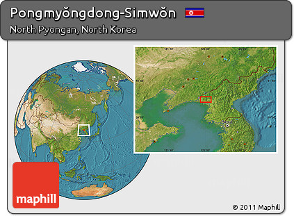 Satellite Location Map of Pongmyŏngdong-Simwŏn