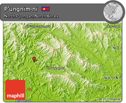 Physical 3D Map of P'ungnim-ni