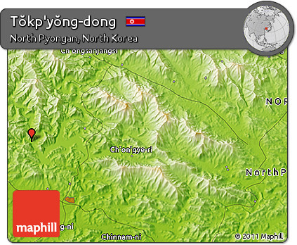 Physical 3D Map of Tŏkp'yŏng-dong