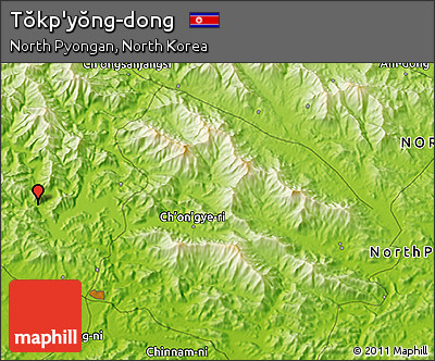 Physical 3D Map of Tŏkp'yŏng-dong