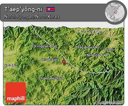 Satellite 3D Map of T'aep'yŏng-ni