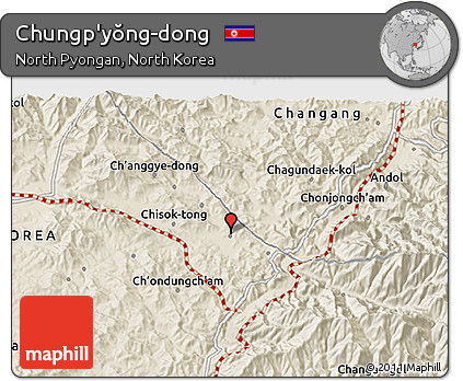 Shaded Relief 3D Map of Chungp'yŏng-dong