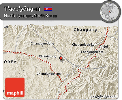 Shaded Relief 3D Map of T'aep'yŏng-ni