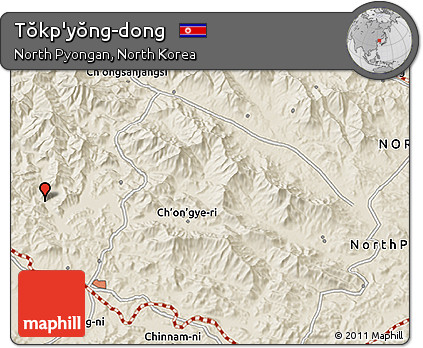 Shaded Relief 3D Map of Tŏkp'yŏng-dong