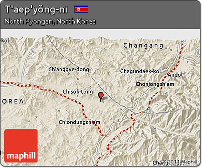 Shaded Relief 3D Map of T'aep'yŏng-ni