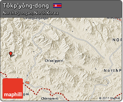 Shaded Relief 3D Map of Tŏkp'yŏng-dong