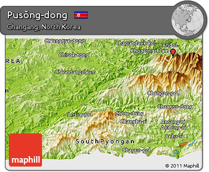 Physical Panoramic Map of Pusŏng-dong