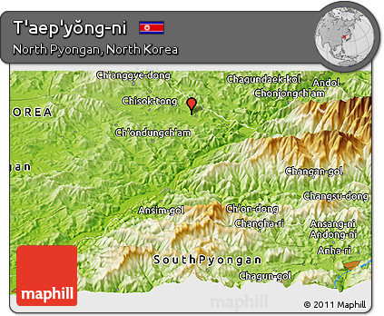 Physical Panoramic Map of T'aep'yŏng-ni