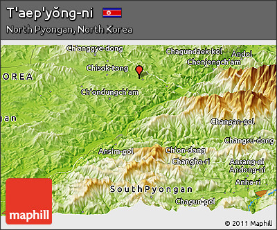 Physical Panoramic Map of T'aep'yŏng-ni