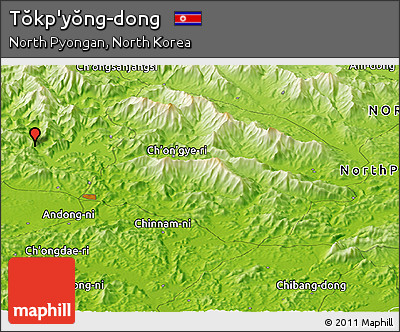 Physical Panoramic Map of Tŏkp'yŏng-dong