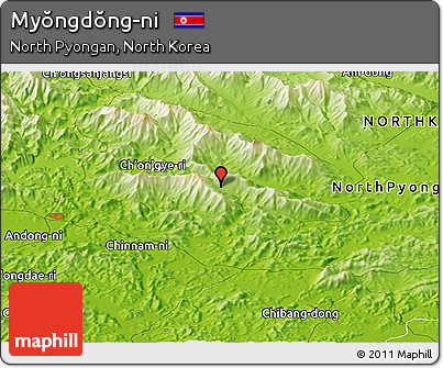Physical Panoramic Map of Myŏngdŏng-ni