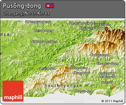 Physical Panoramic Map of Pusŏng-dong