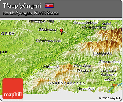 Physical Panoramic Map of T'aep'yŏng-ni