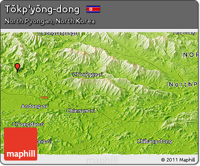 Physical Panoramic Map of Tŏkp'yŏng-dong