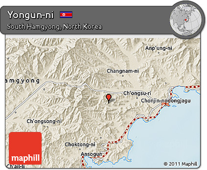 Shaded Relief 3D Map of Yongun-ni
